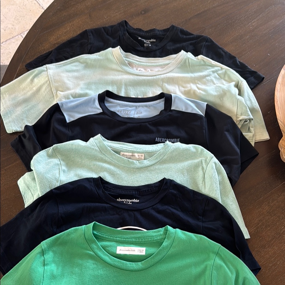 6- Abercrombie & Fitch Green and Black Short Sleeve Tees